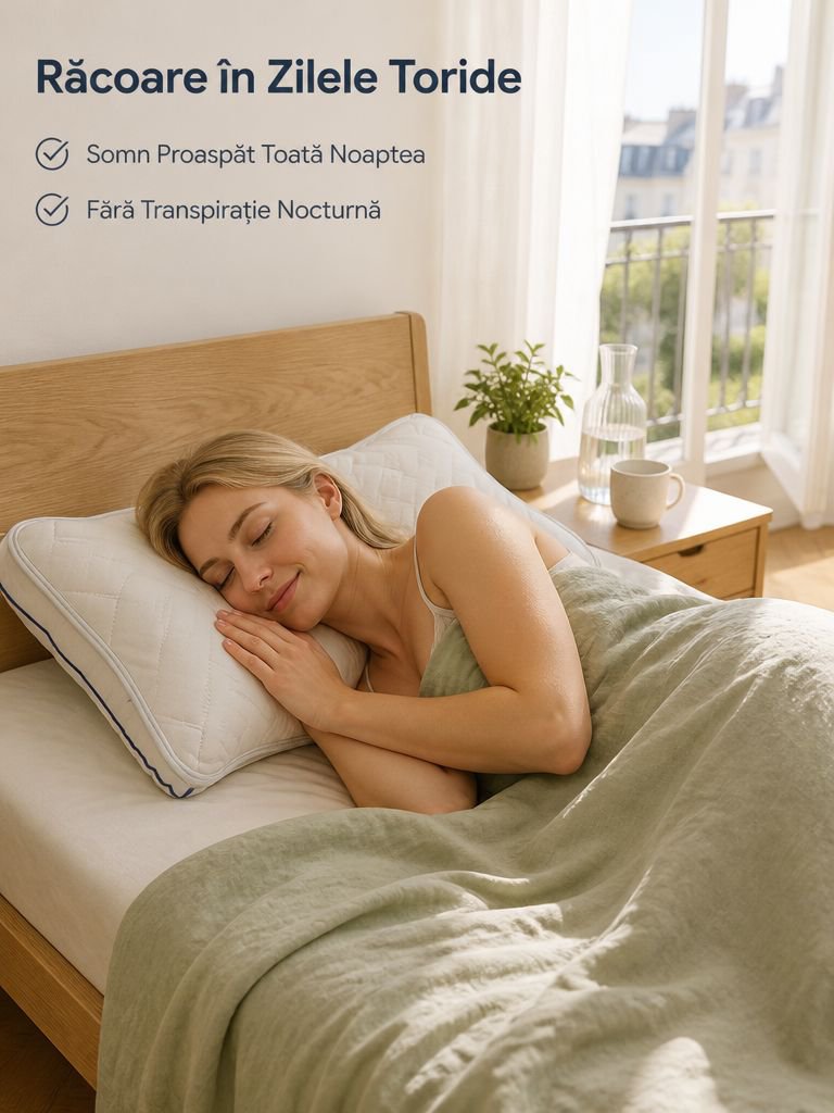 Față de pernă răcoroasă, cu două fețe, pentru vară