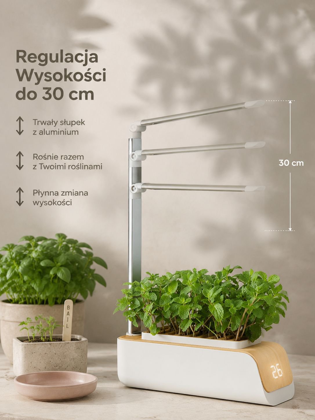 Domowy zestaw do uprawy roślin z lampą LED