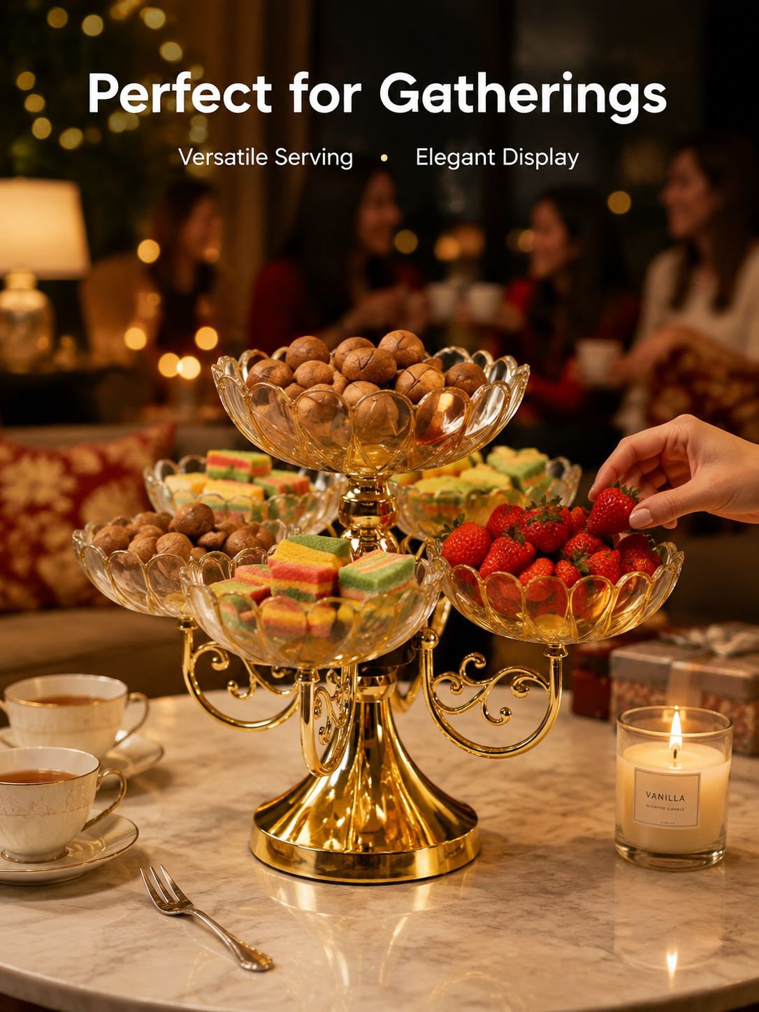 Multi layered rotating high-end crystal fruit plate