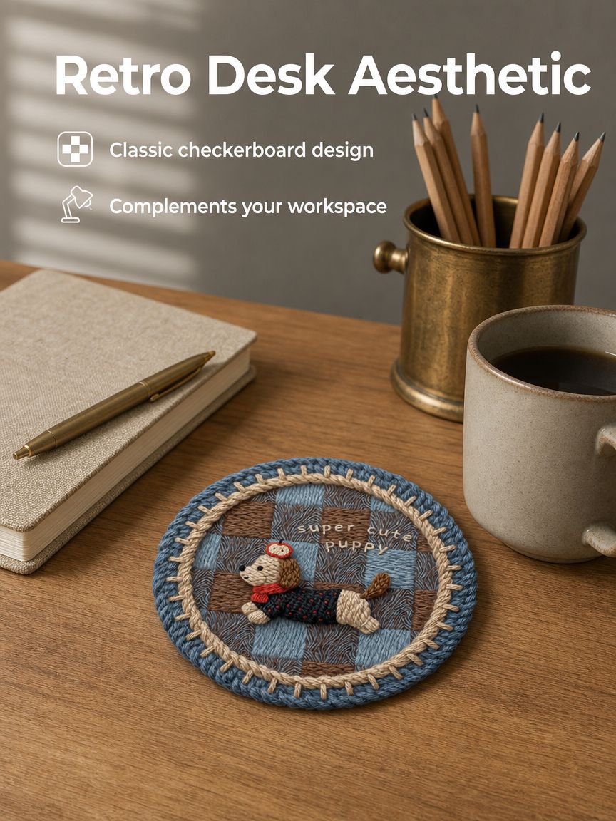Handwoven 3D Textured Heat-Resistant Coaster on wooden table