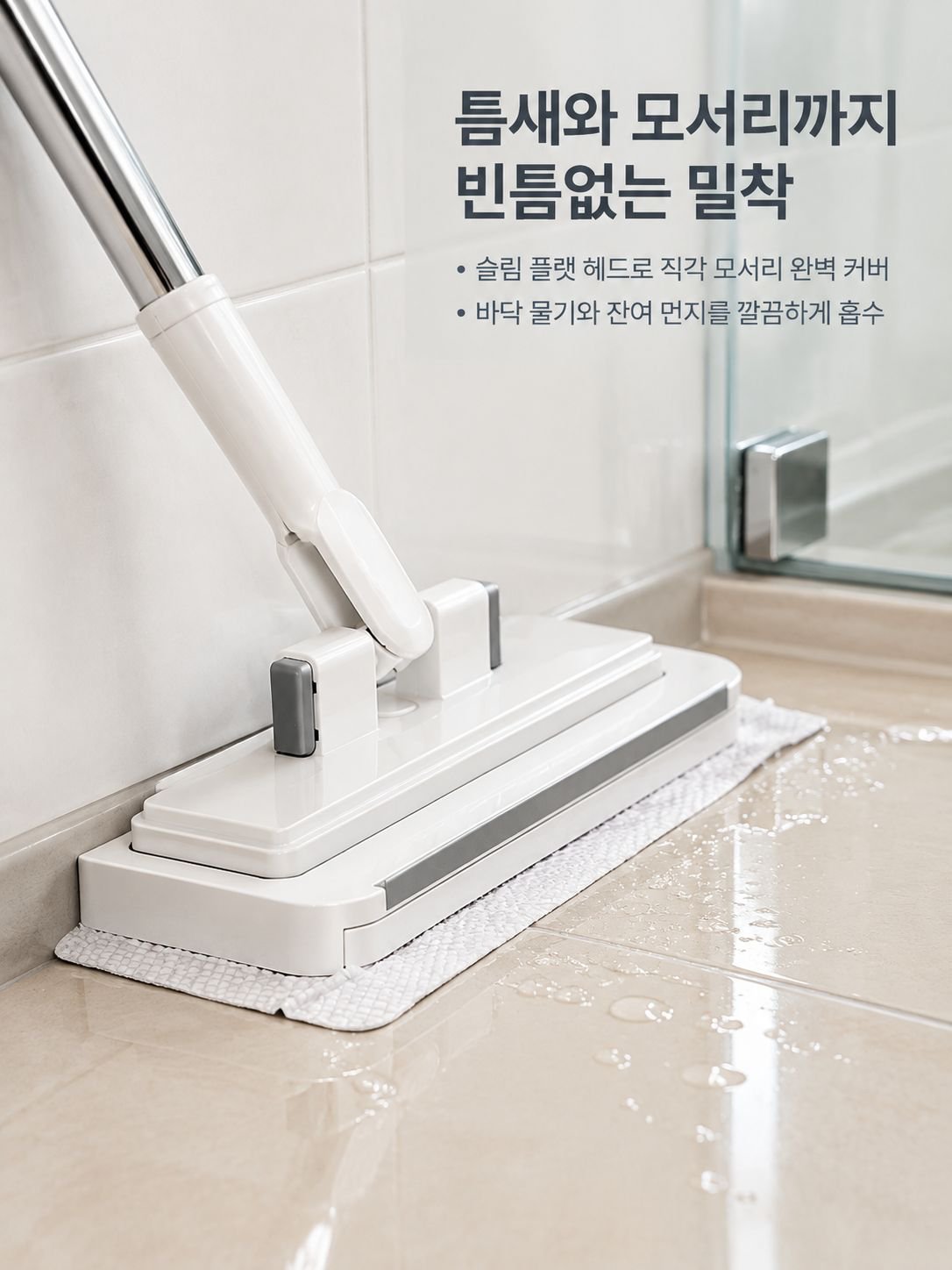 페이스타올을 끼워 다양한 공간을 청소하는 밀대