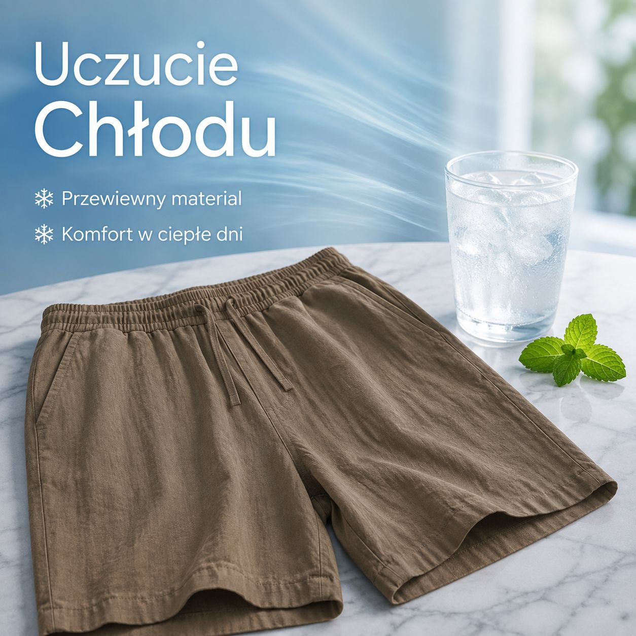 Męskie letnie, chłodne szorty lniane Tencel Lyocell