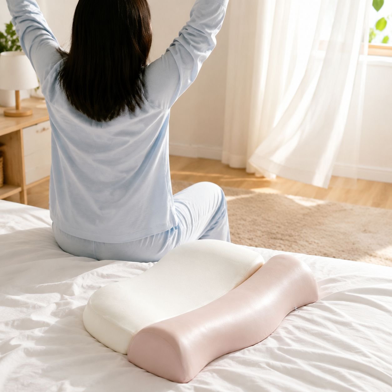 Traction pillow for back and shoulder pain relief