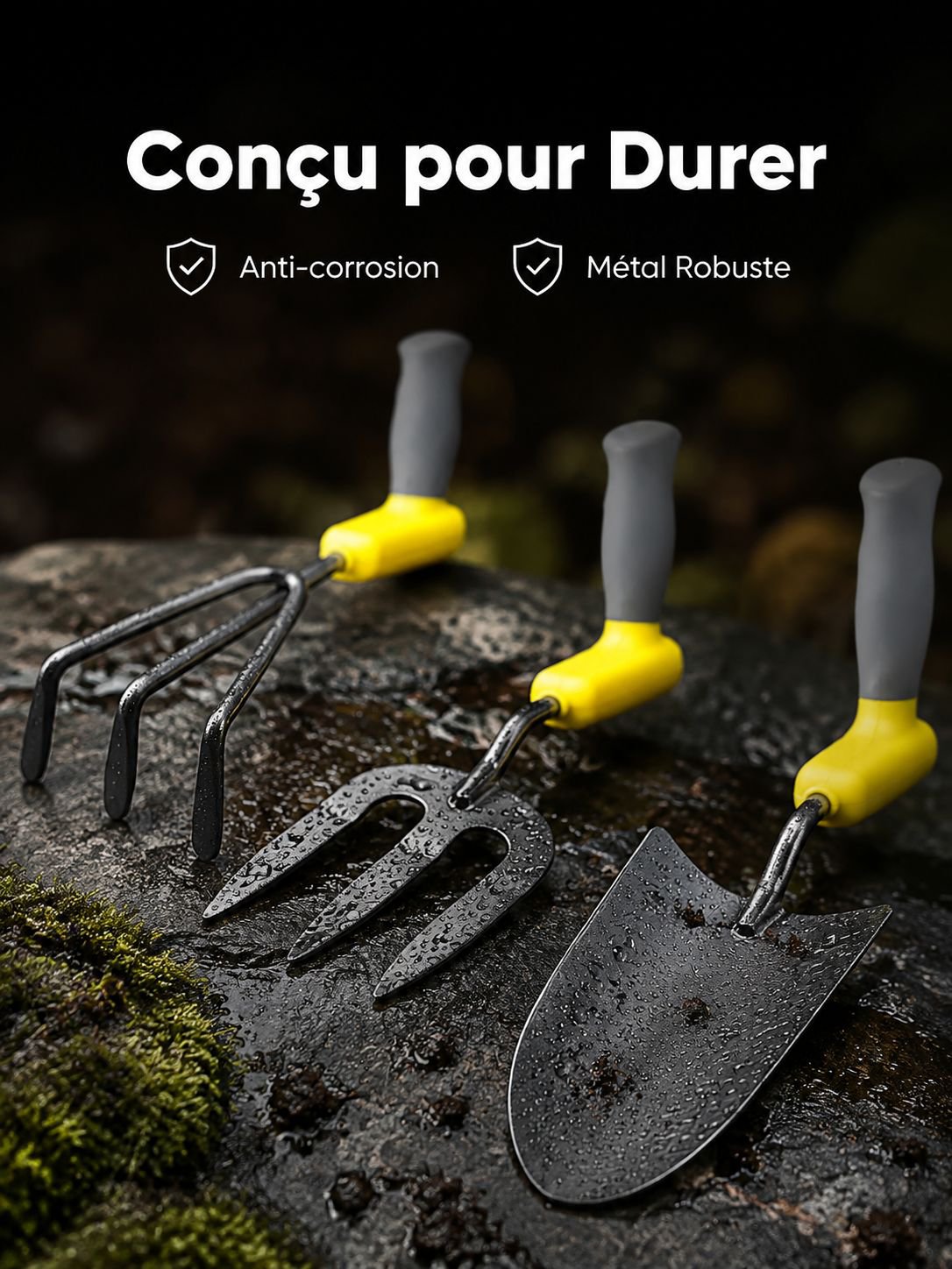 Nouveau lot de 3 outils de jardinage multifonction pour l'exportation