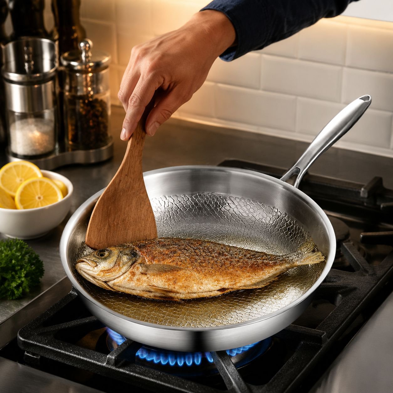 Uncoated non-stick frying pan