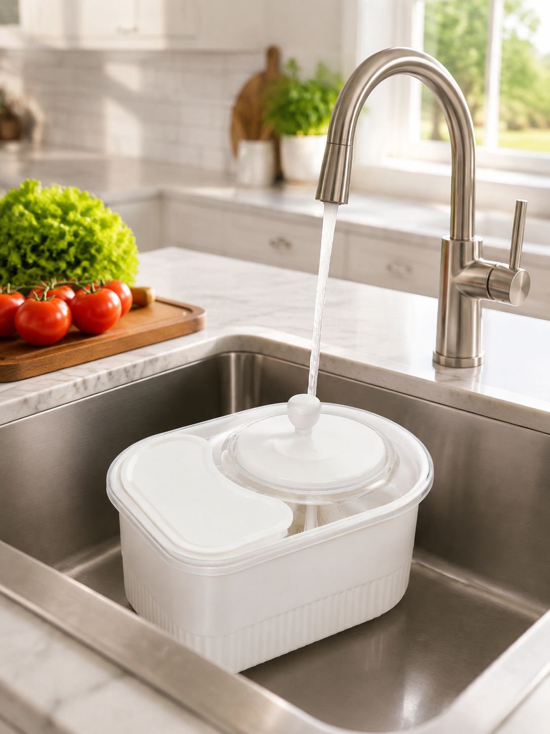 Máquina doméstica para lavar frutas y verduras en la cocina