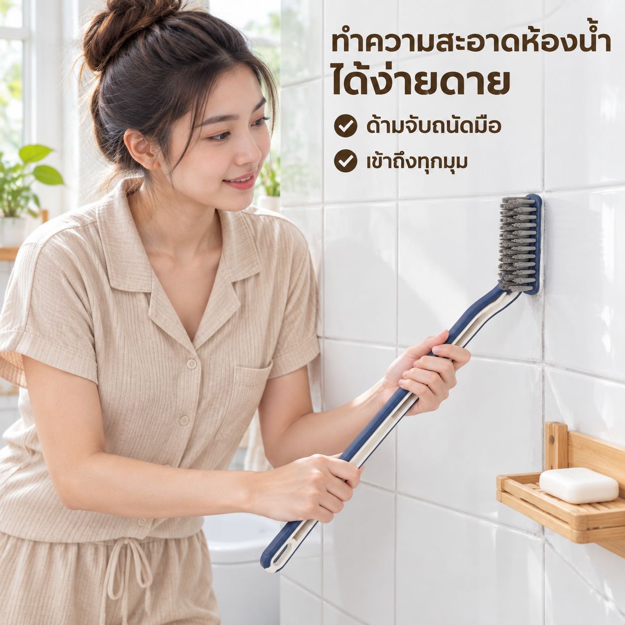 แปรงพลาสติกทำความสะอาดซอกมุมแบบ 2-in-1