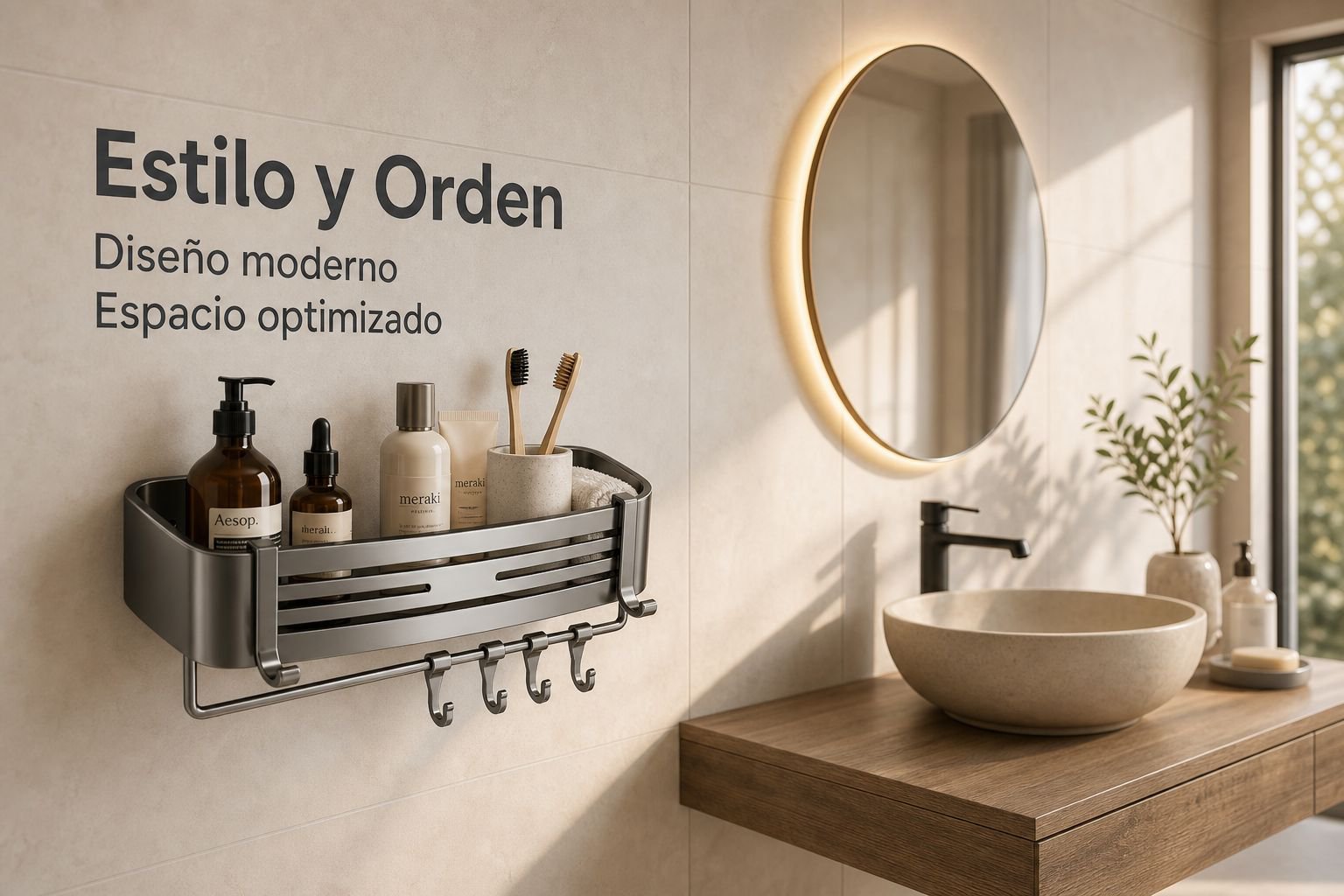 Organizador de baño elegante con gran capacidad
