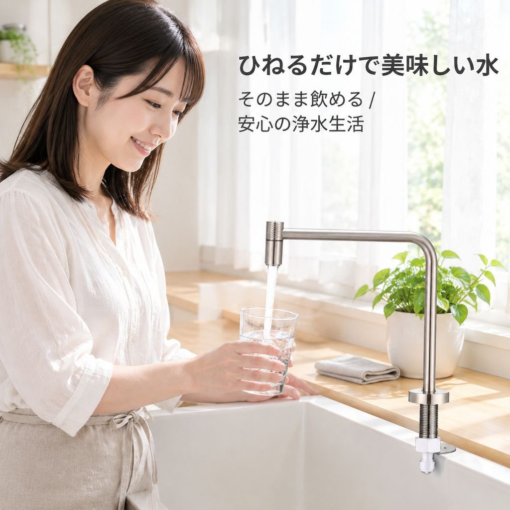 ステンレス製冷水直噴浄水器付き直噴蛇口
