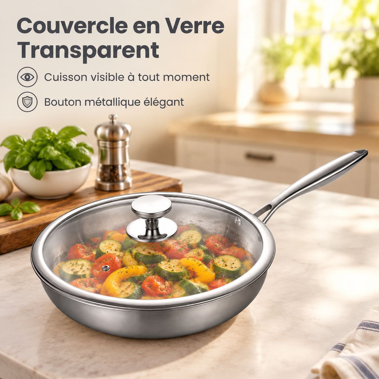 Poêle Épaisse en Acier Inoxydable 316 sans Revêtement Gaz Induction