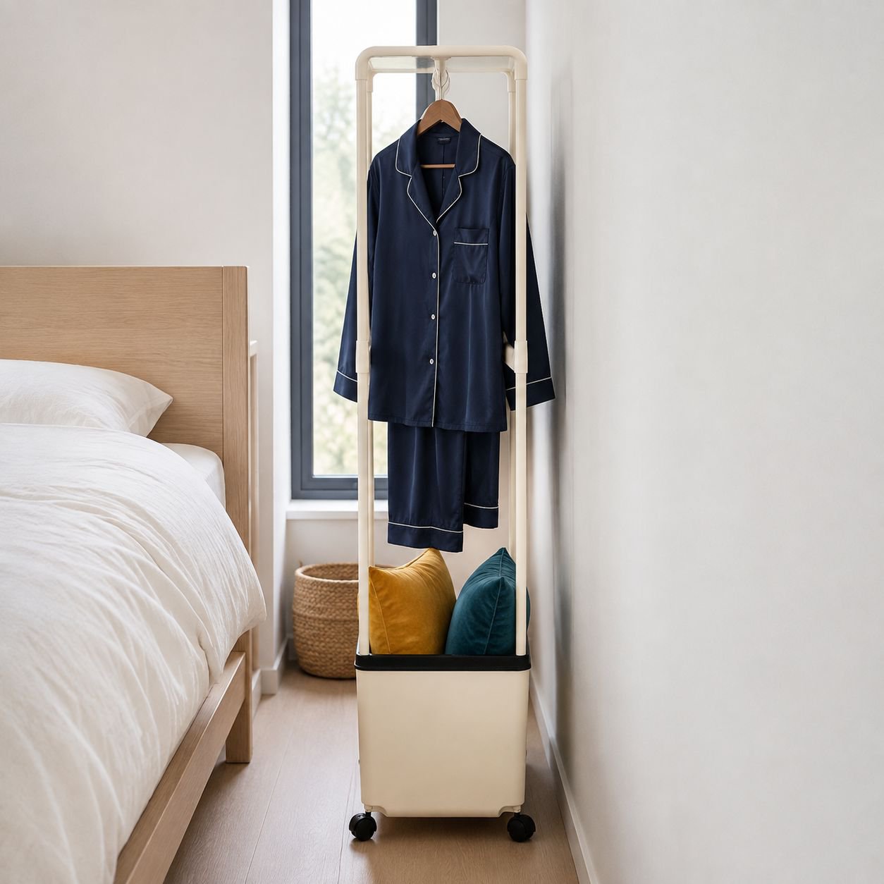 Rolling Bedside Clothing Organizer Rack