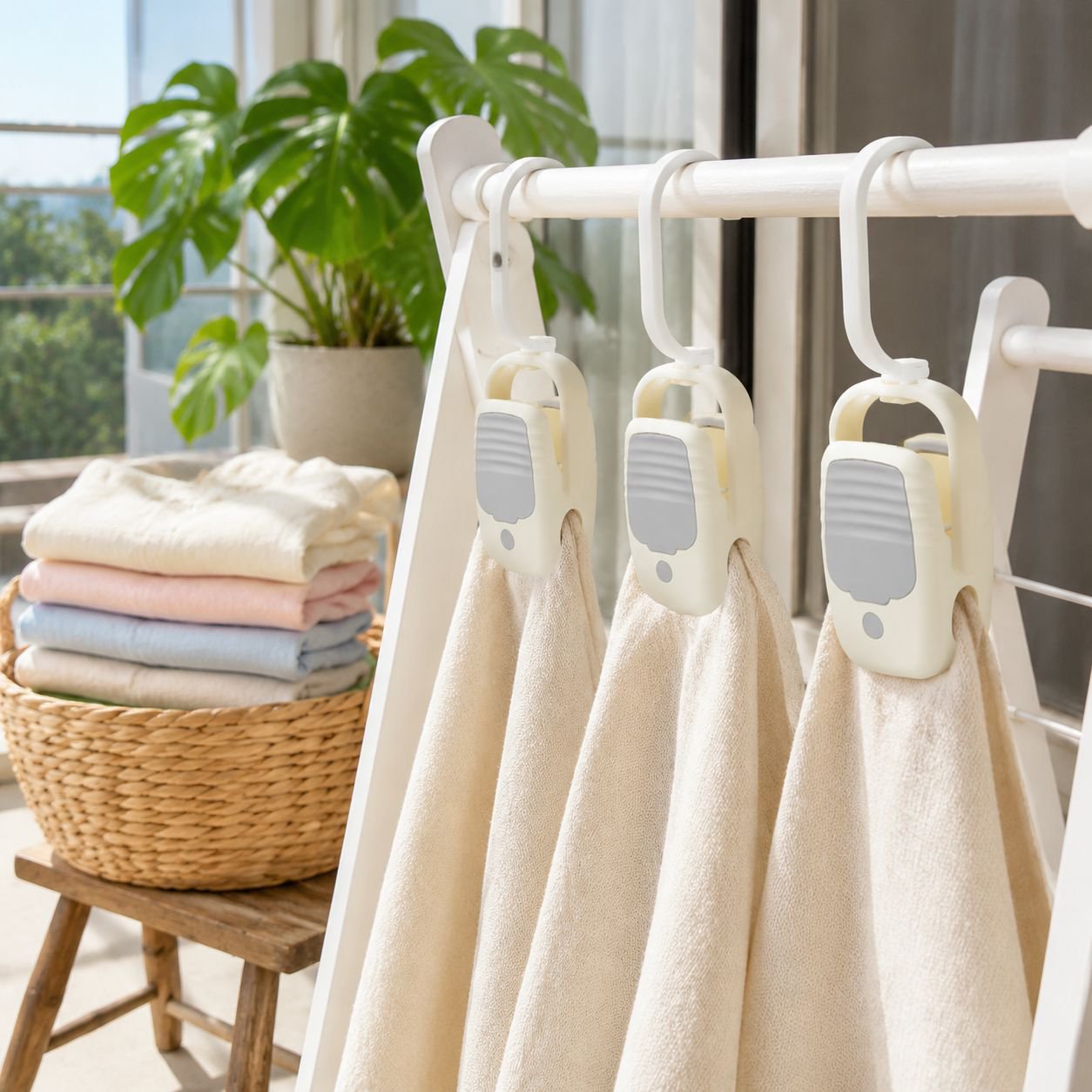 Large household clothespin with hook and soft rubber grip