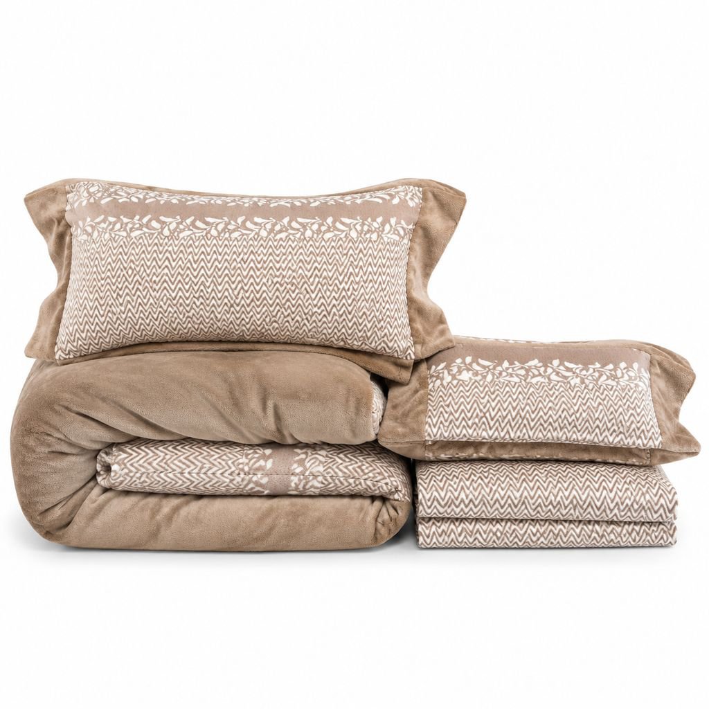 Juego de cama de 4 piezas de terciopelo con diseño de cisne