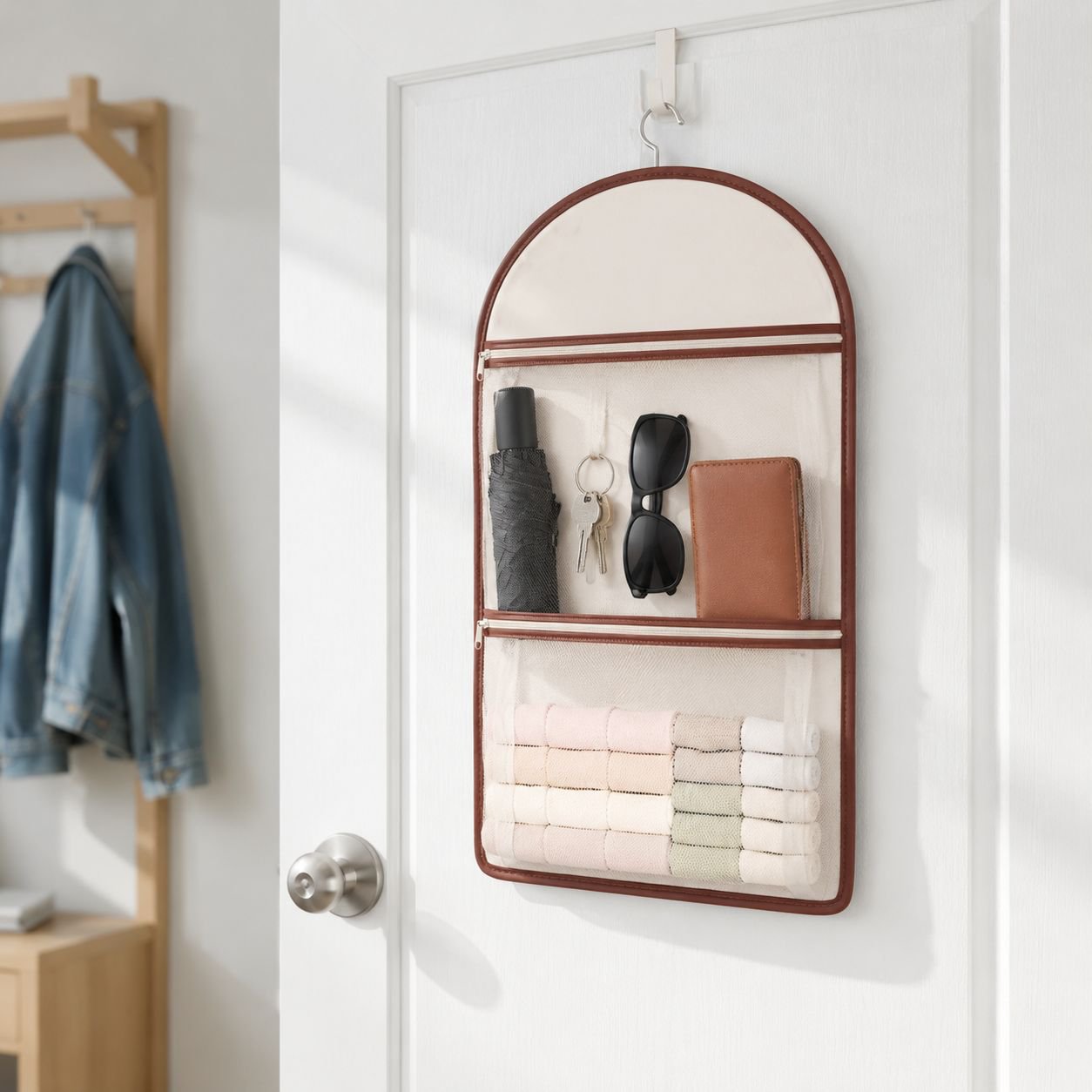 Multi-compartment hanging organizer for accessories