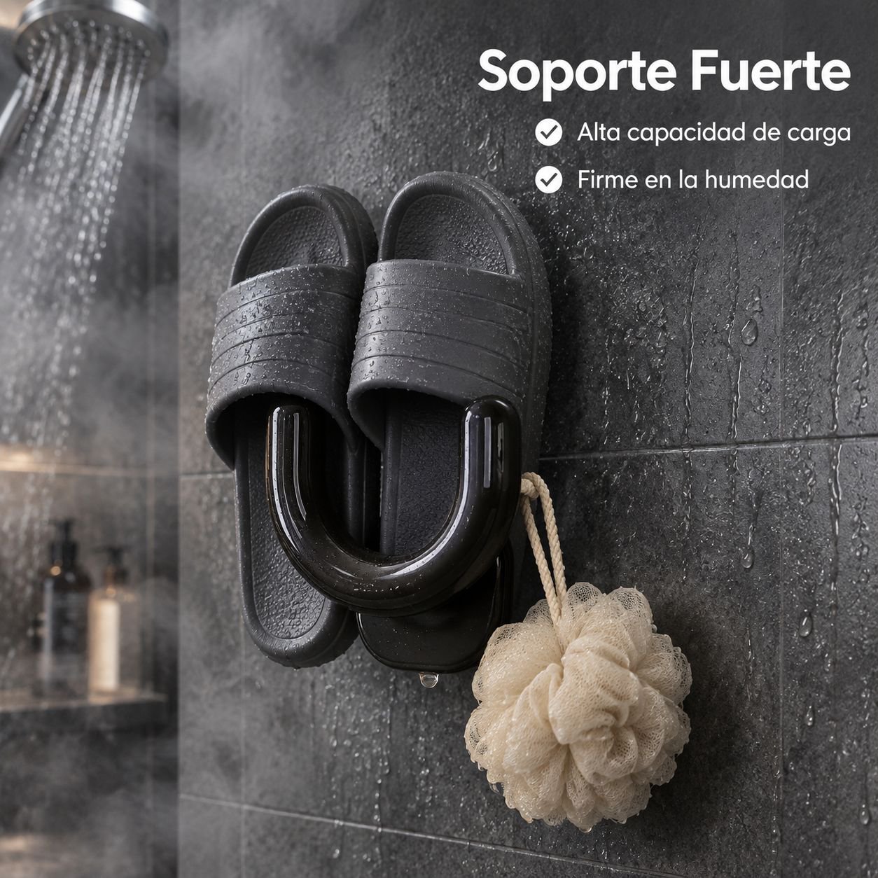 Porta Pantuflas de Pared con Ventosa para Baño Escurridor