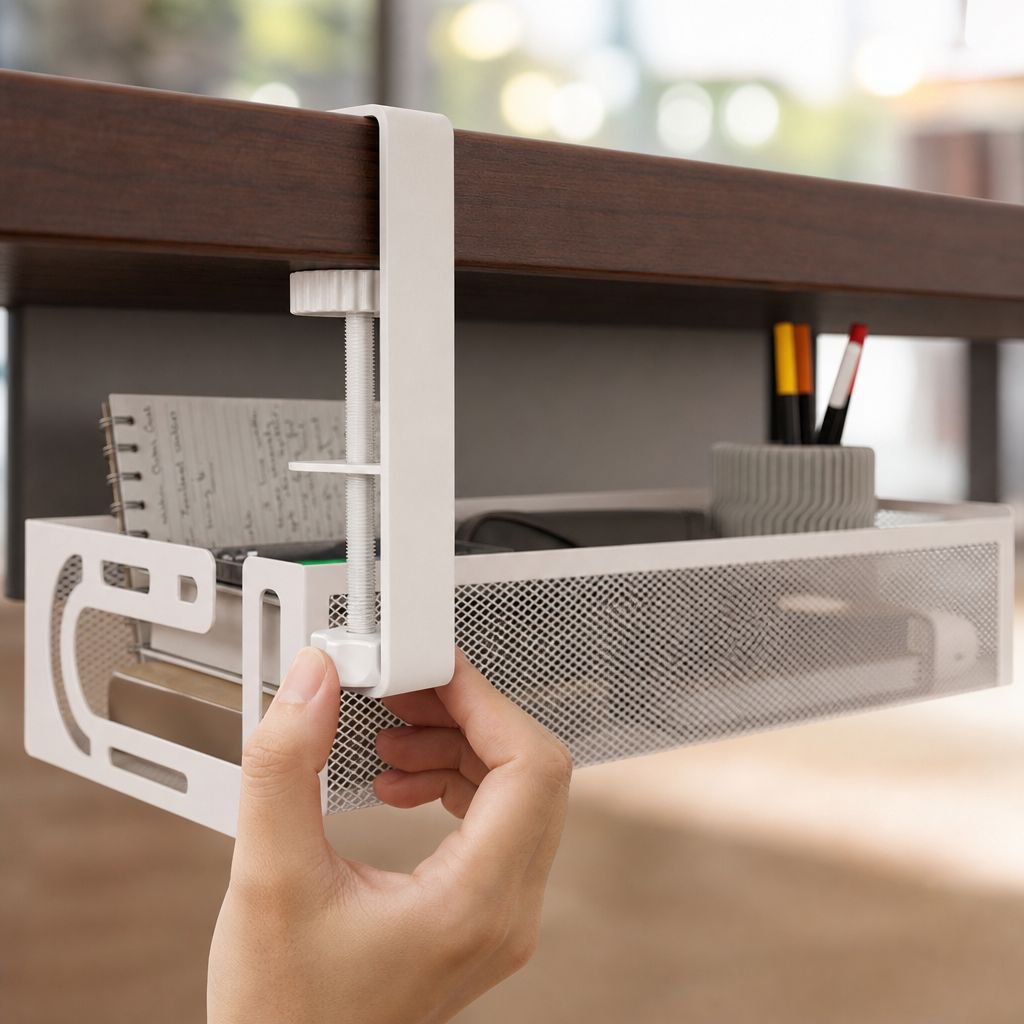 Clutter-free workspace using cable management organizer