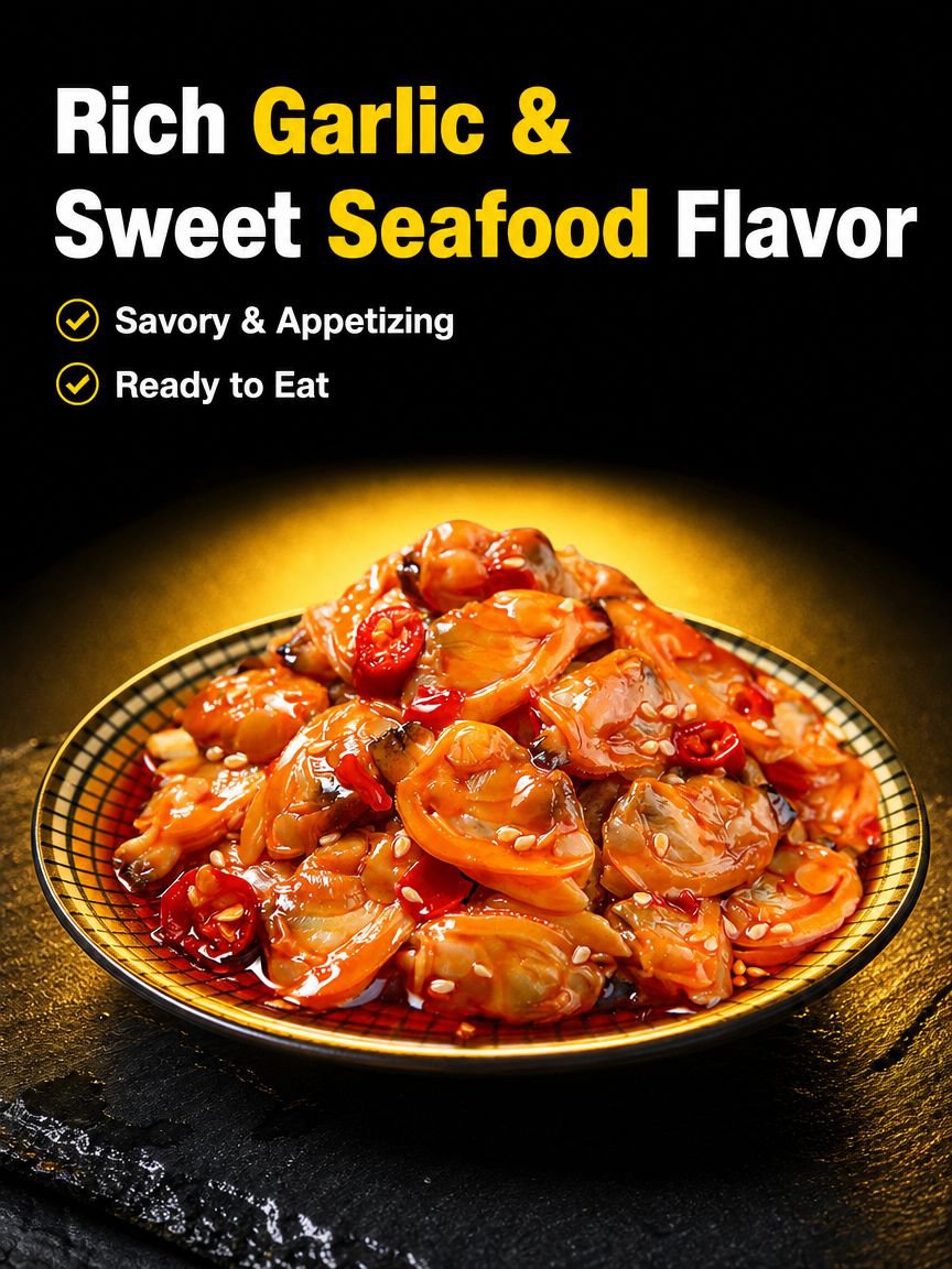 Spicy Garlic Scallop Meat Canned product packaging