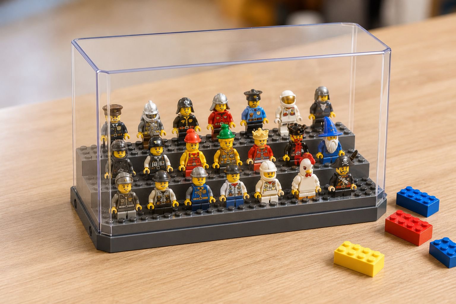 Building Block Storage Rack Organizer with Display Light