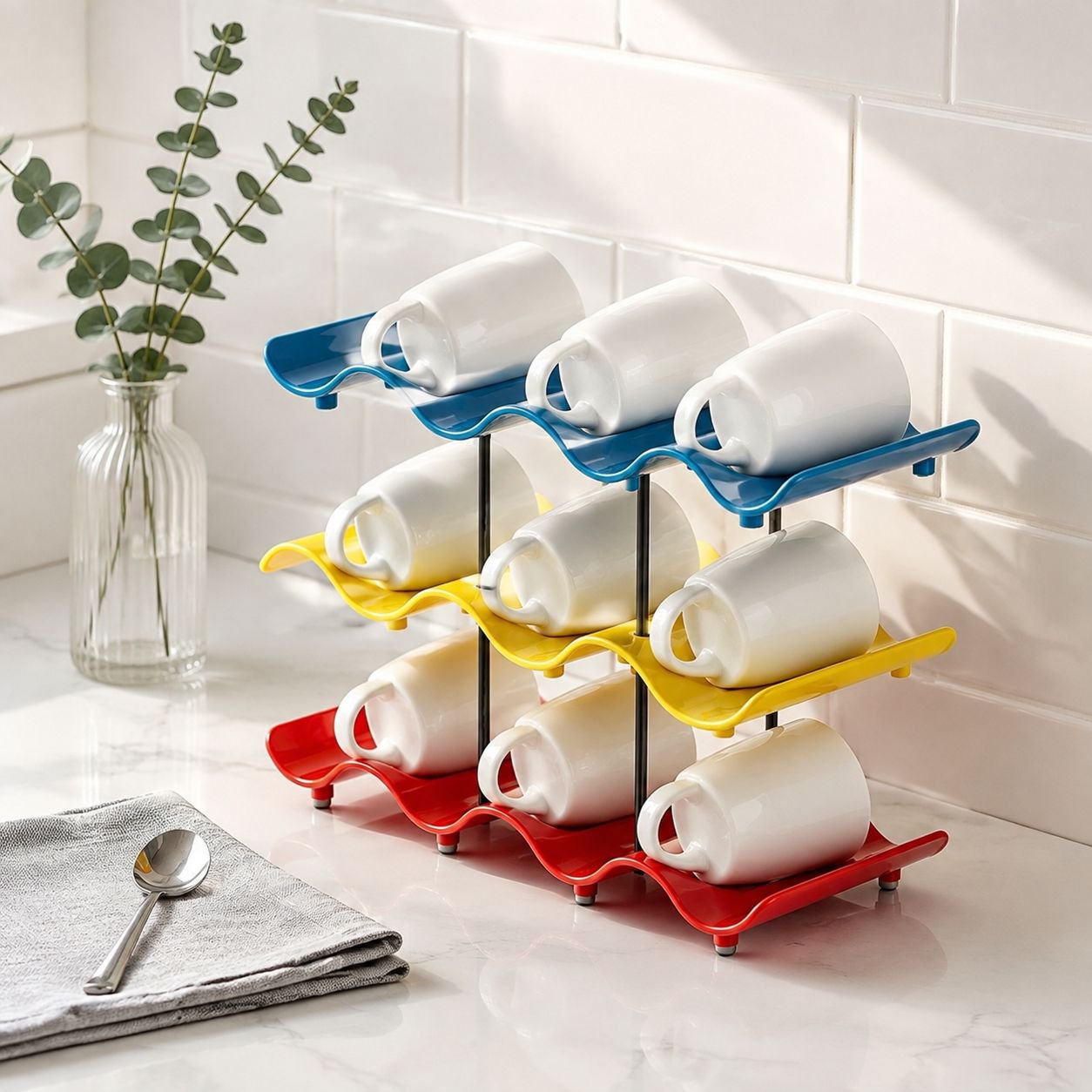 Wave-shaped Cup Storage Rack