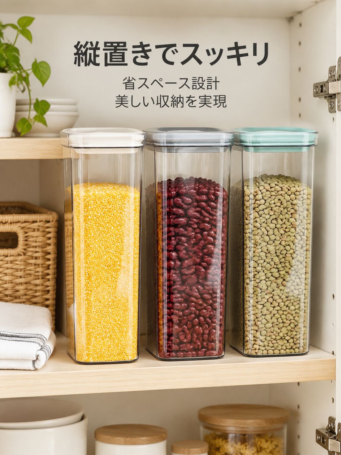 密閉パスタ・穀物保存容器