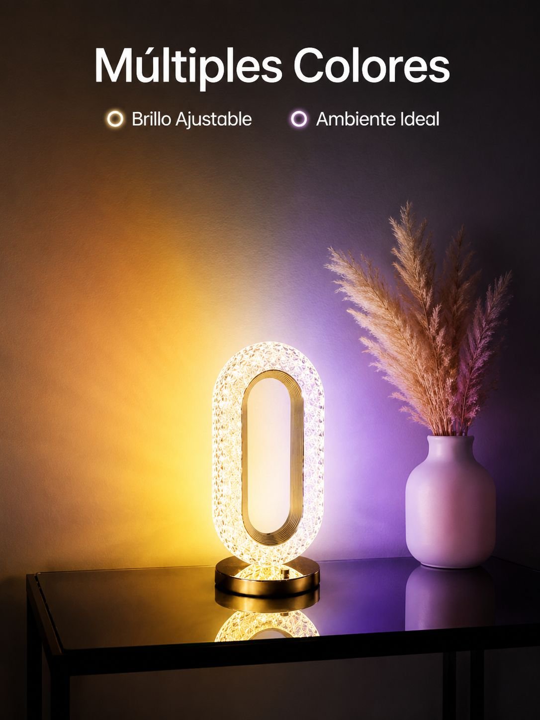 Lámpara de mesa de cristal con función táctil