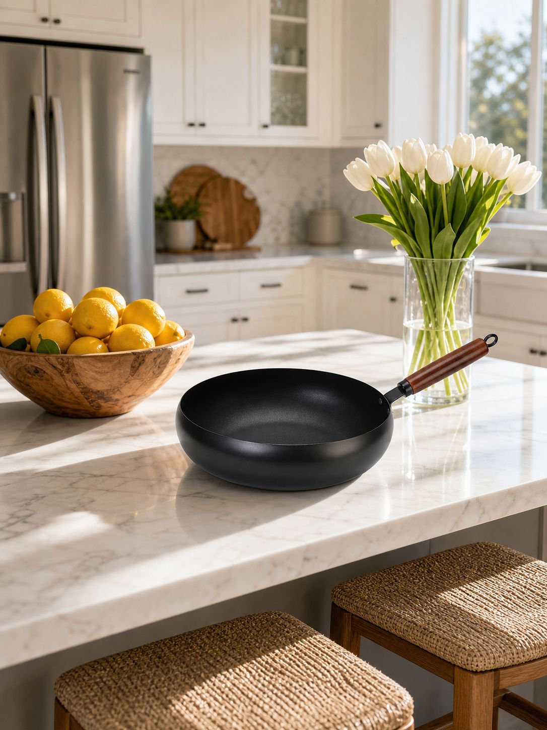 Versatile nonstick pan for gas stove cooking