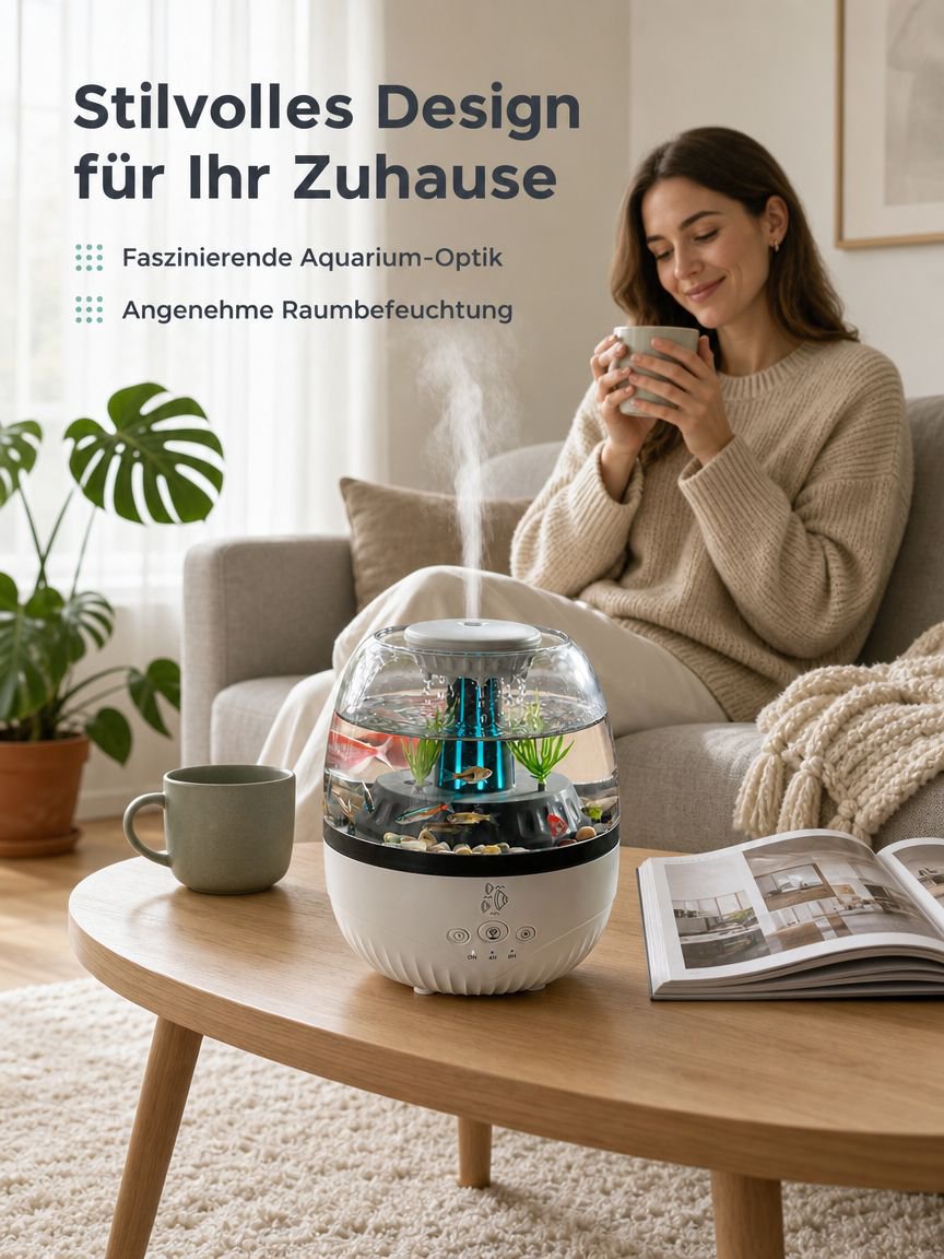 Leiser Aroma-Diffusor im Aquarium-Design mit siebenfarbiger Beleuchtung