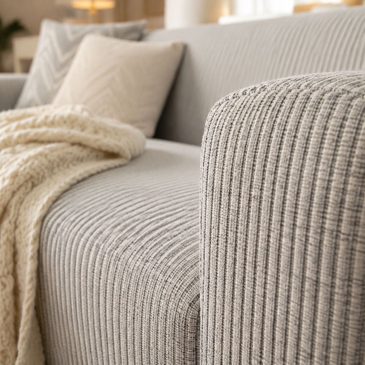 Full-cover Striped Sofa Cover, Non-slip and Wear-resistant, Fits Various Sofas, Easy to Clean