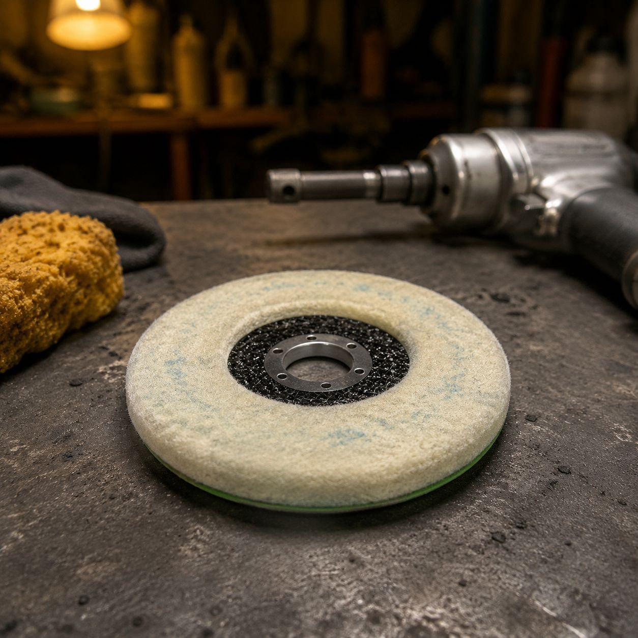 Automotive detailing tool with wool felt pad