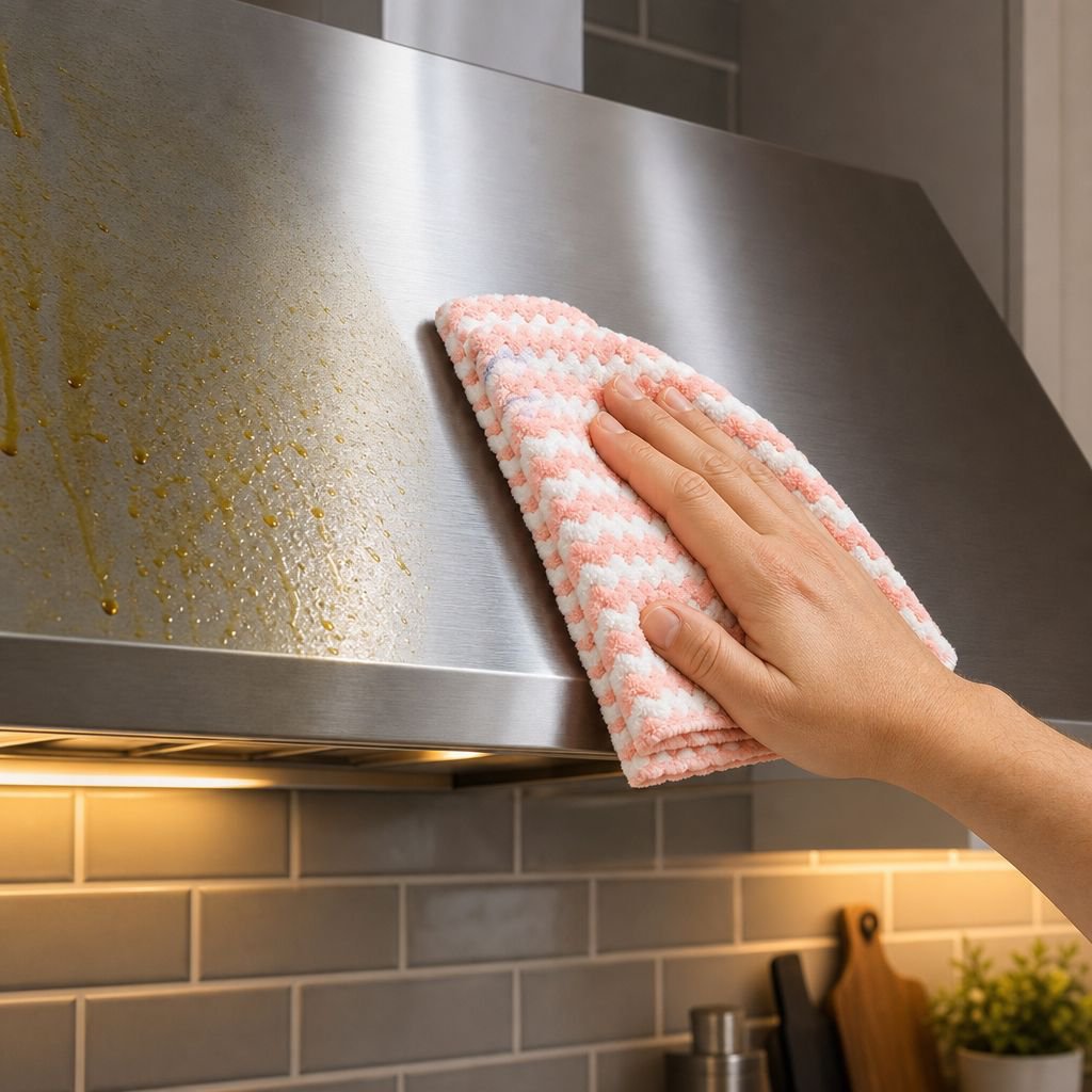 Absorbent coral fleece cleaning cloth for kitchen use
