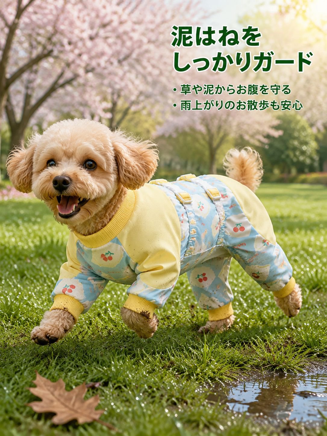 小中型犬プリントの防塵パンツ