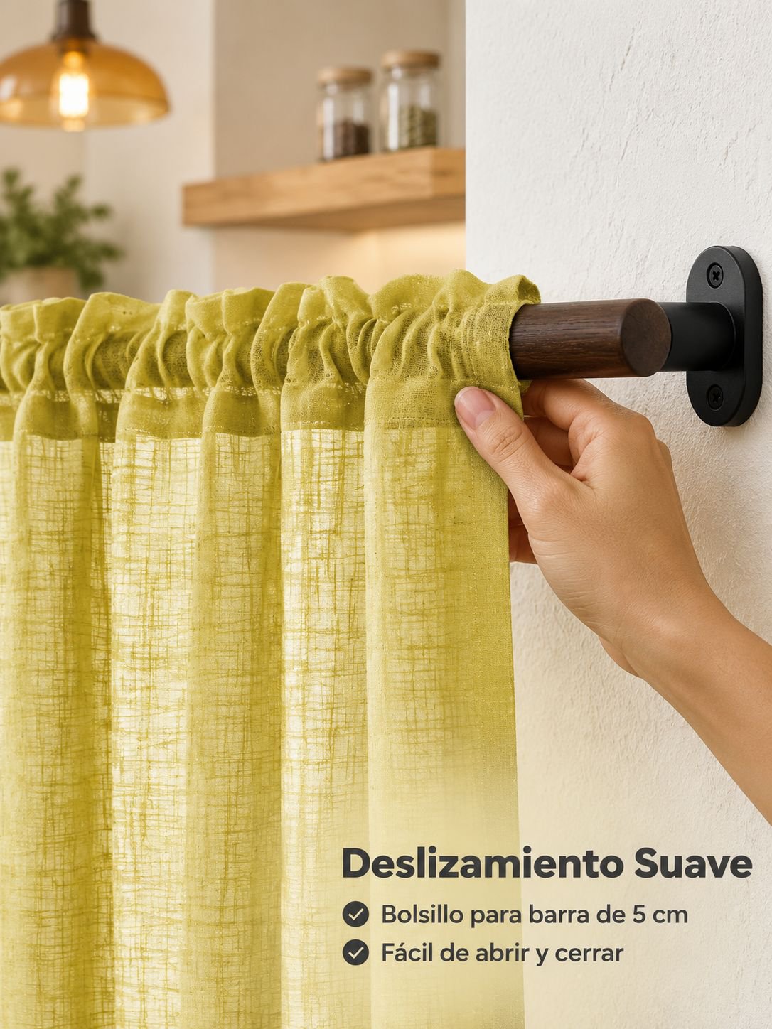 Cortina divisoria de lino para cocina, opaca para ventanas