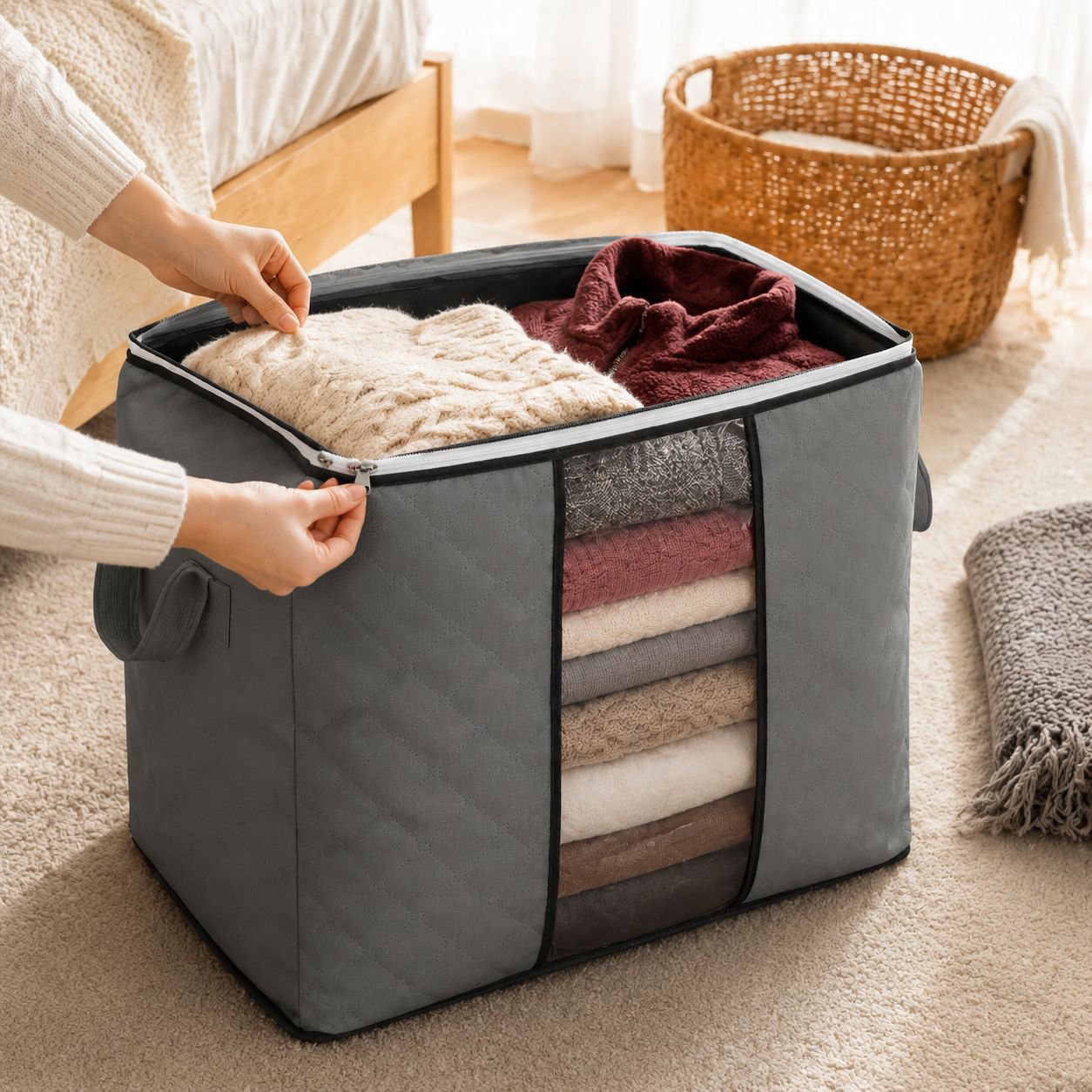 Durable storage bag for clothes and bedding