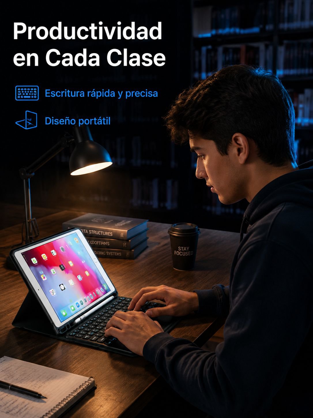 Funda para tablet con teclado táctil Bluetooth