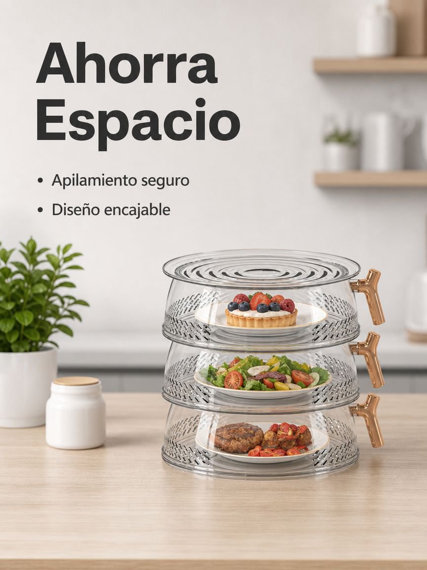 Tapa para alimentos repelente de mosquitos, duradera y con aislamiento térmico.