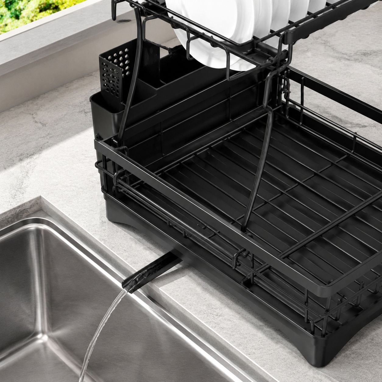 Kitchen storage rack countertop bowls and chopsticks kitchen supplies tableware organization double-