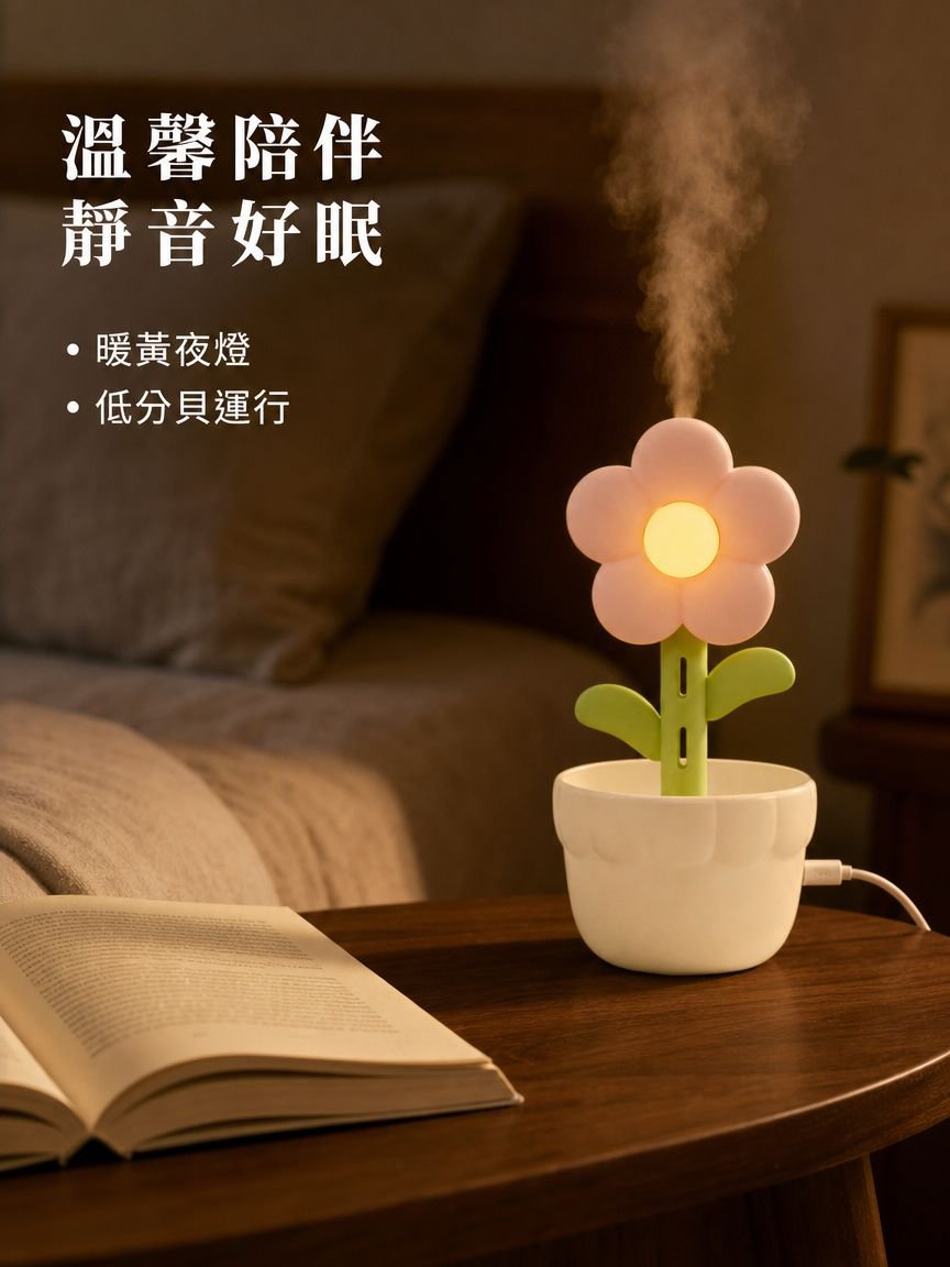 花卉裝飾夜燈加濕器