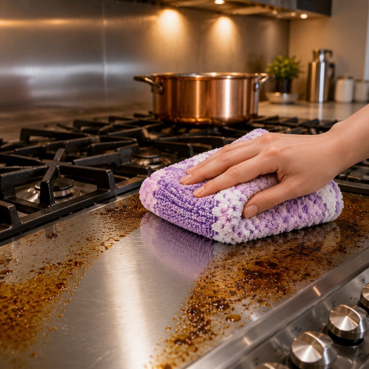 Scratch-free kitchen cloth safe for delicate surfaces