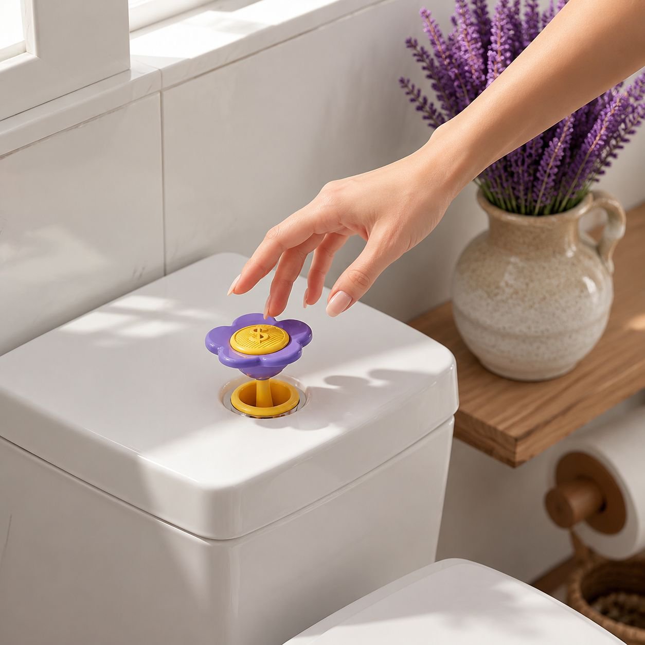 Home bathroom upgraded with hands-free flush system