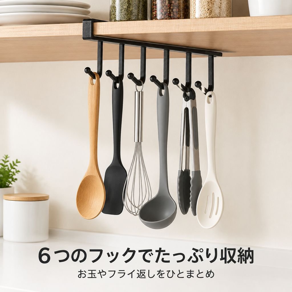 穴開け不要吊り下げキャビネットレールフック収納ラック