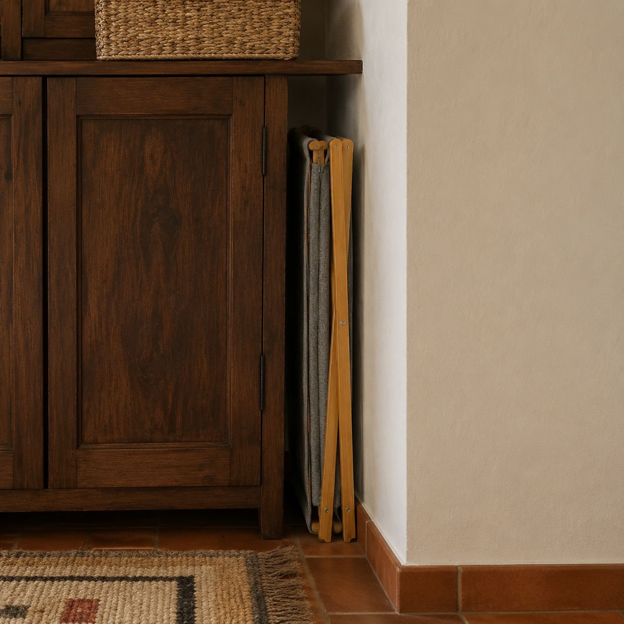 Cesta de ropa plegable de bambú y PVC ecológico para el hogar