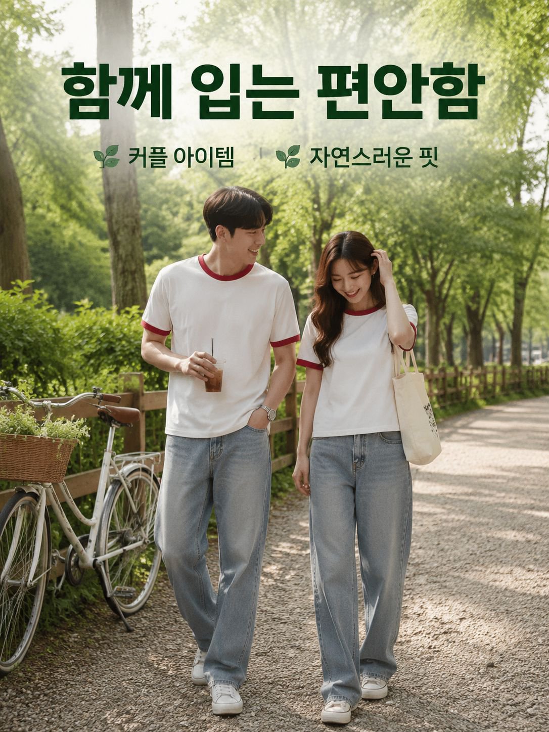 배색 라운드넥 반팔 티셔츠