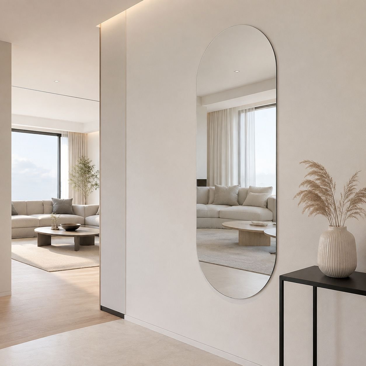 Removable and reusable dressing mirror sticker for apartments