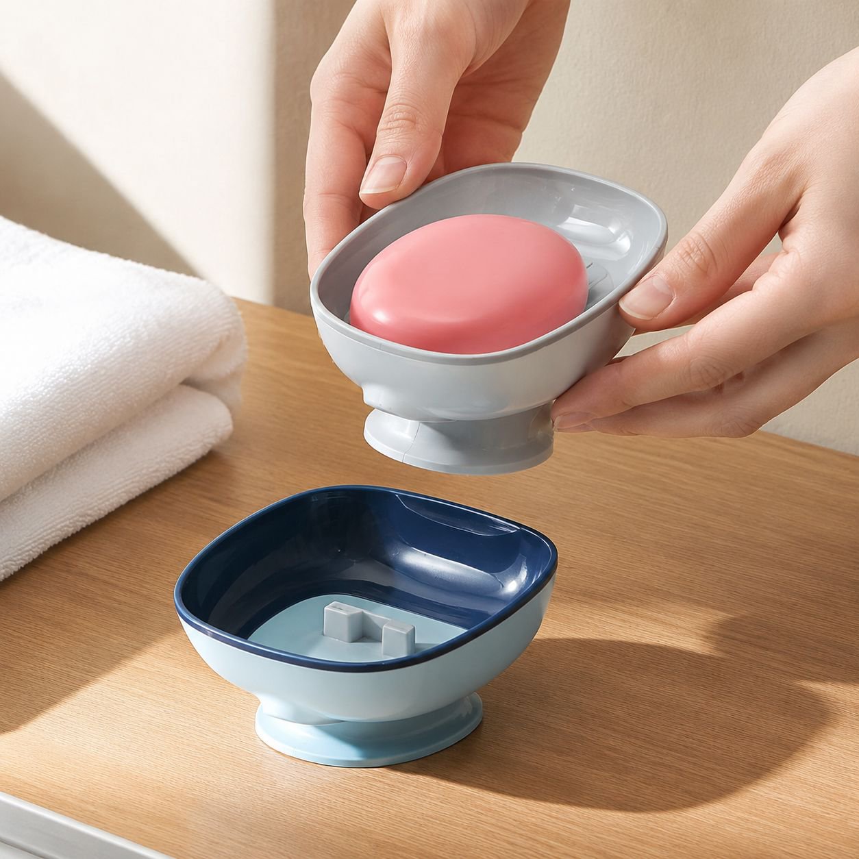 Hygienic soap holder with removable tray
