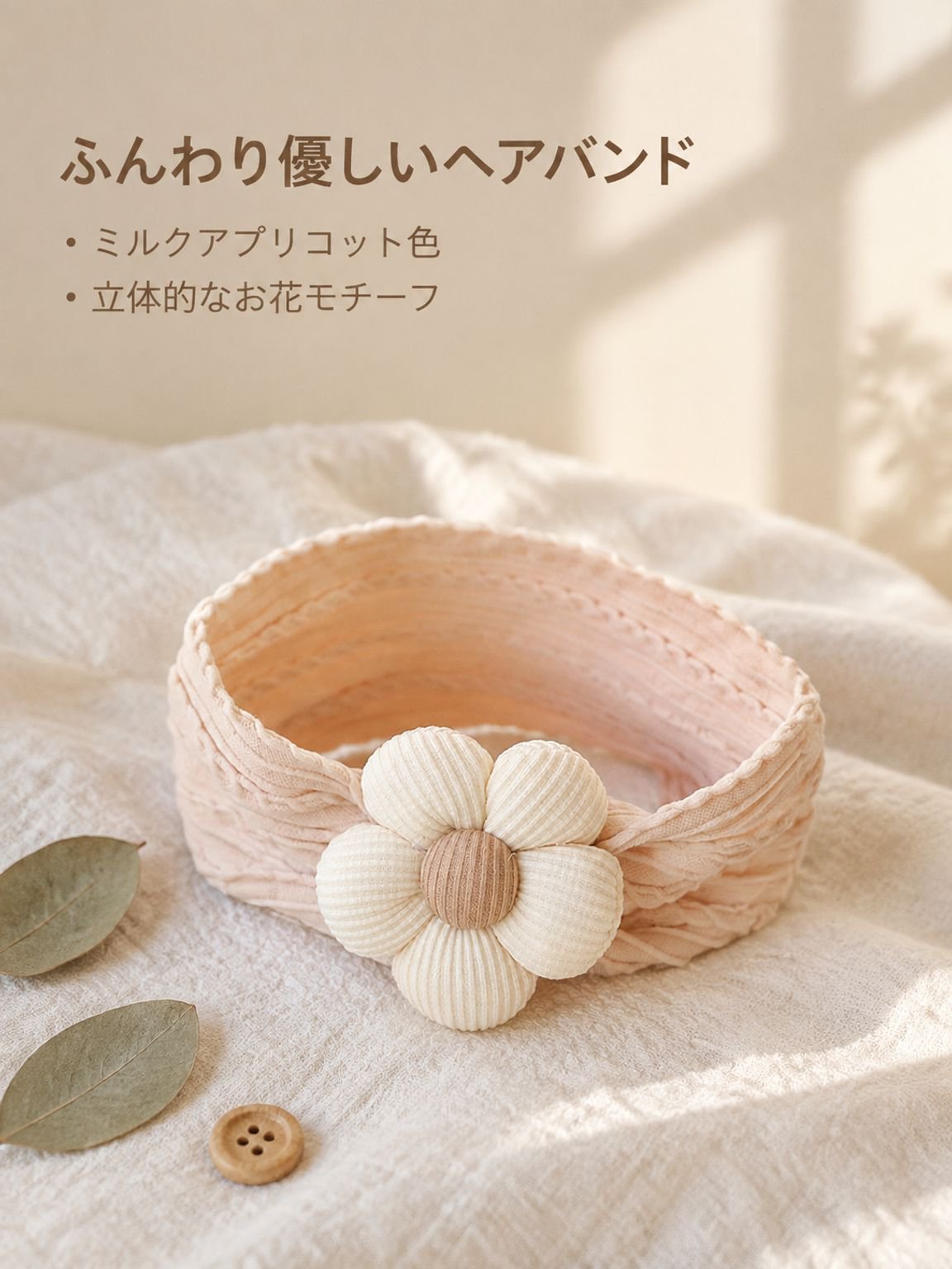 新生児用可愛い花付きヘアバンド ベビーヘアアクセサリー帽子