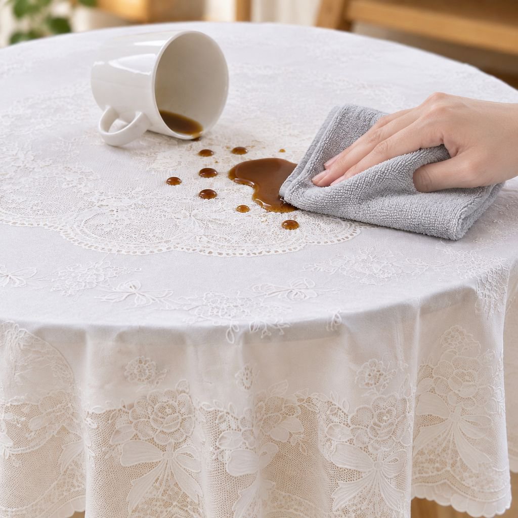 Modern Style Waterproof Dustproof Round Dining Tablecloth