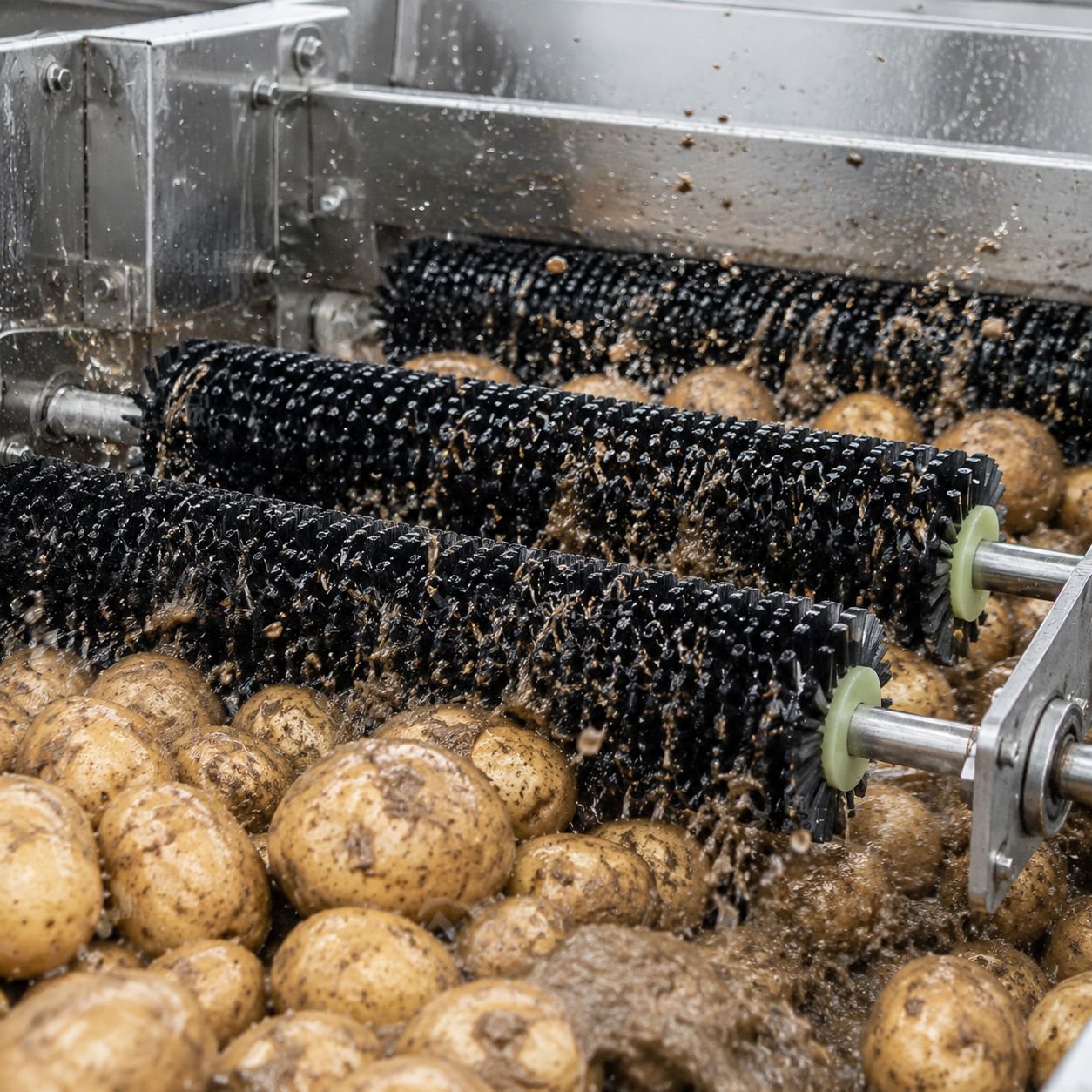 Rodillo limpiador agrícola para frutas y verduras, cepillo rodante para limpiar papas