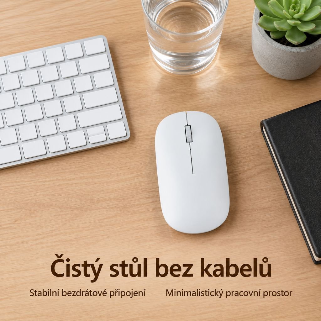Ergonomická bezdrátová tichá Bluetooth myš