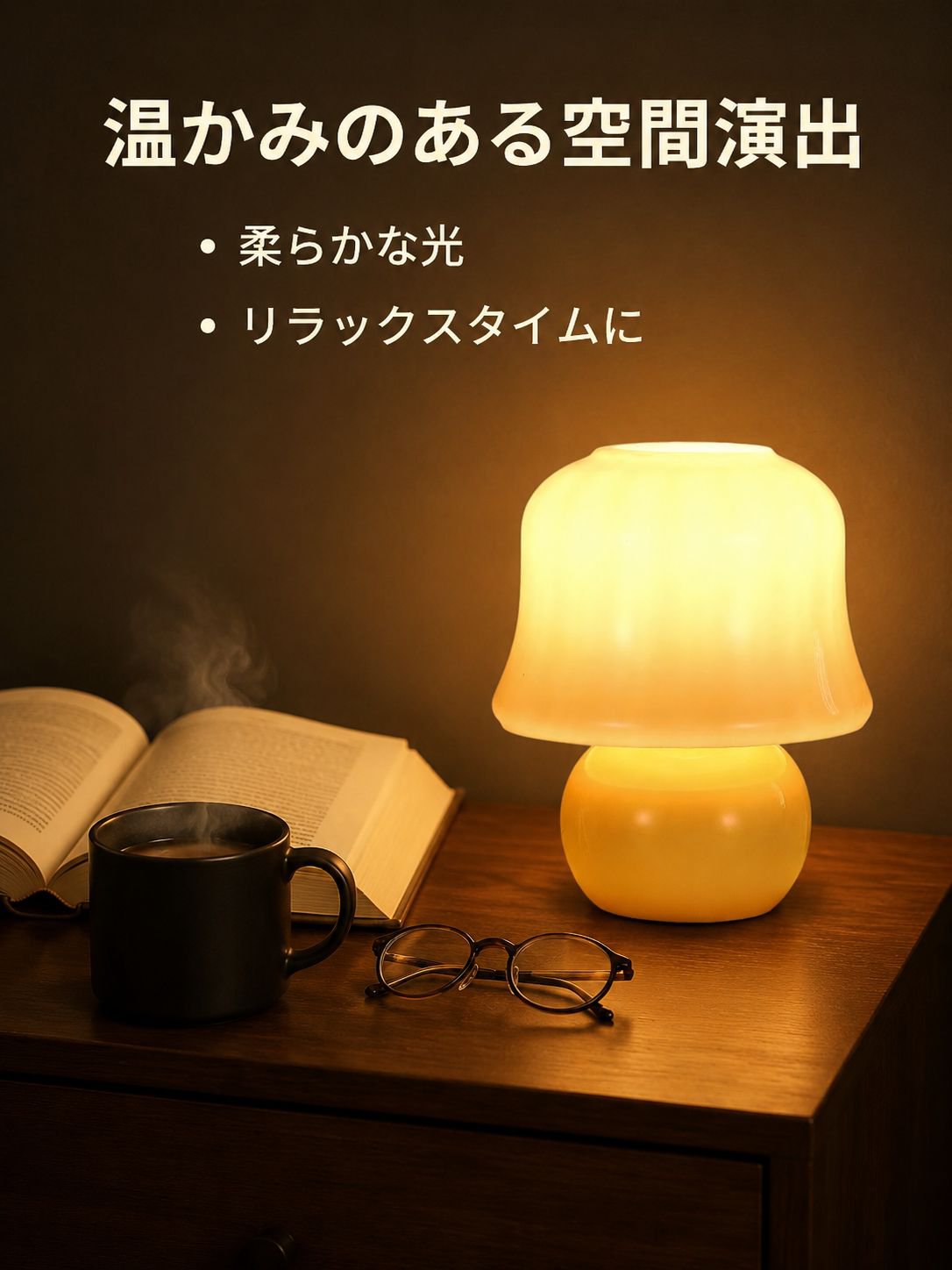 キノコ型のベッドサイドランプ