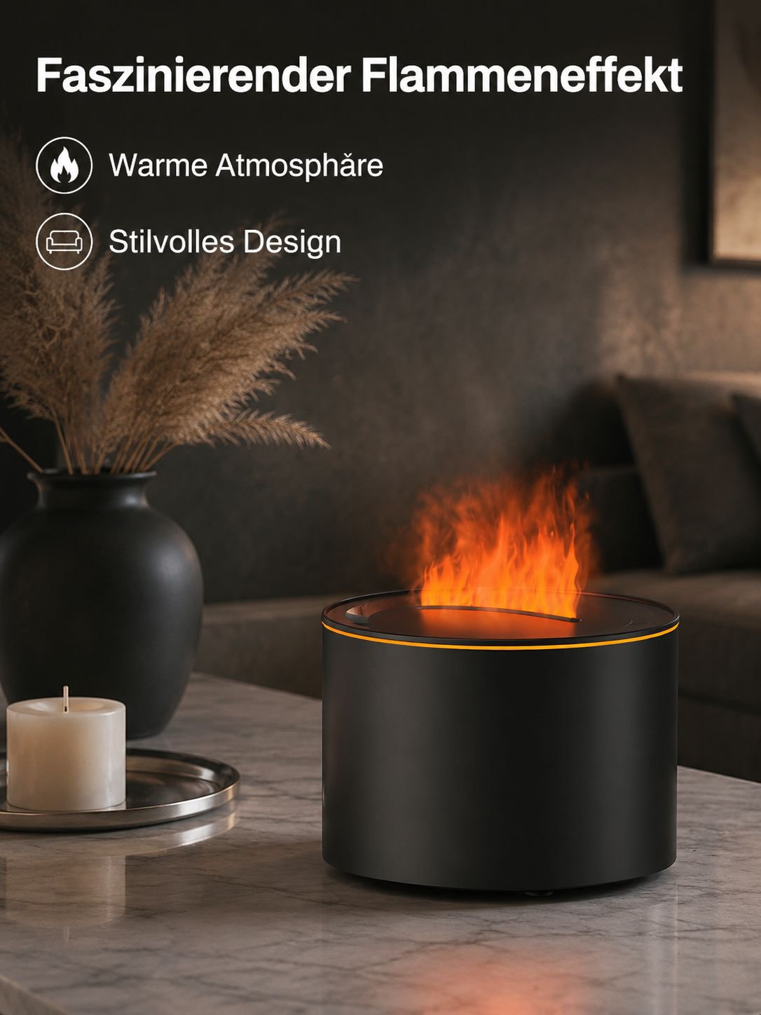 Aroma-Luftbefeuchter mit buntem Flammeneffekt